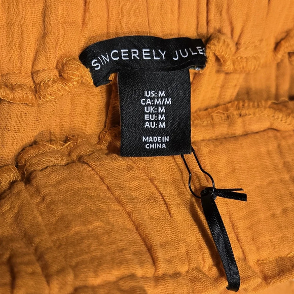 NWT Sincerely Jules orange linen pants - Picture 4 of 5